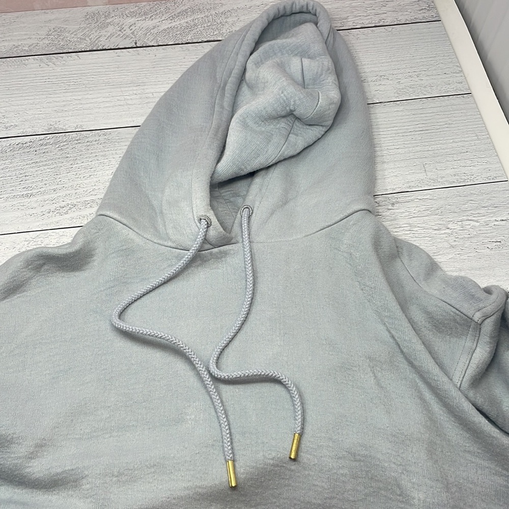 Diane Von Furstenberg Cropped Hoodie Sweatshirt in Cyan M G4 - Picture 7 of 8